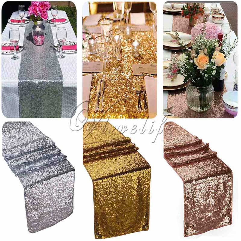 Sparkly Rose Gold Sequin, Rose Gold Dining Room Table Decor