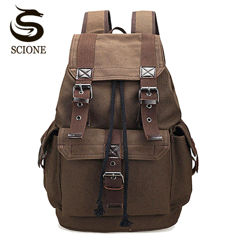 Scione Canvas Men's Backpack School Rucksack Men Drawstring Backpacks Women Travel Shoulder Bagpack Teenagers Laptop Back Pack ► Photo 1/6