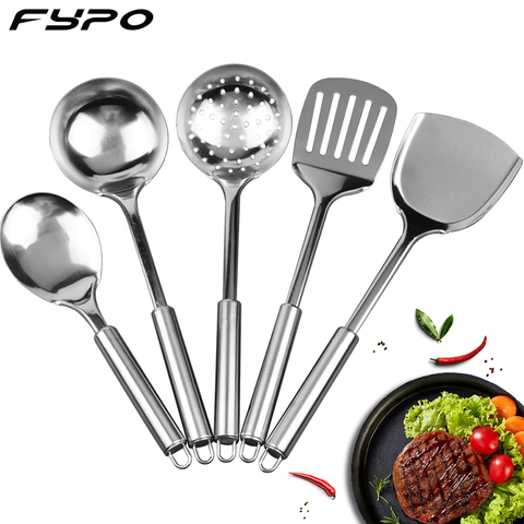Stainless Steel  Kitchen Cooking Utensil Set  Cookware Colander Spoon Spatula Shovel Nonstick Cookware Set ► Photo 1/6