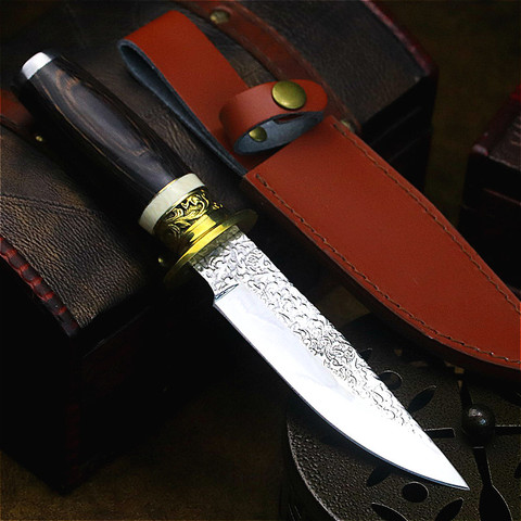 High quality Japanese hand forged 59-61 HRC high hardness sharp tactical straight knife jungle hunting knife outdoor knife ► Photo 1/6