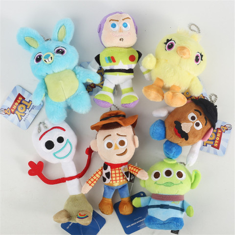 Cartoon Pixar Movie Toy Story 4 Plush Keychain Toys Forky Woody Bunny Buzz