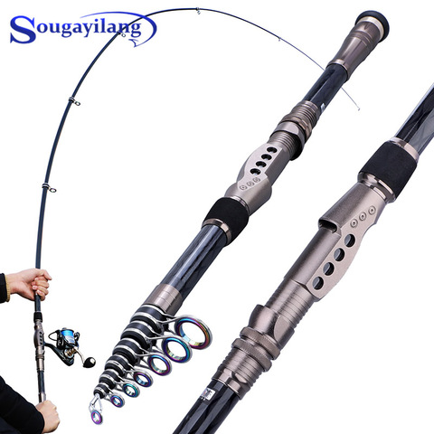 Sougayilang 1.8-3.6m Telescopic Fishing Rods UltraLight Carbon Fiber Spining Rod for Saltwater Freshwater Sea Fishing Tackle ► Photo 1/6