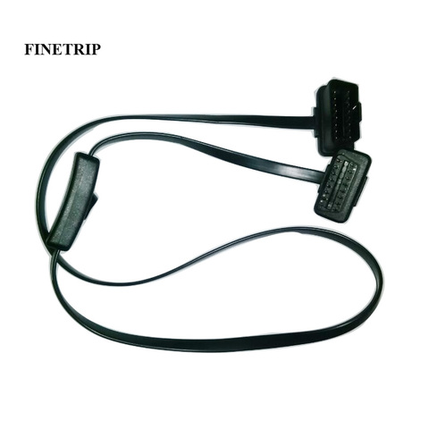 Factory 25% Off 0.6/1m Flat Thin As Noodle GPS Cable  OBD OBDII OBD2 Extension Cable With Switch ELM327 Connector L Type Adapter ► Photo 1/5