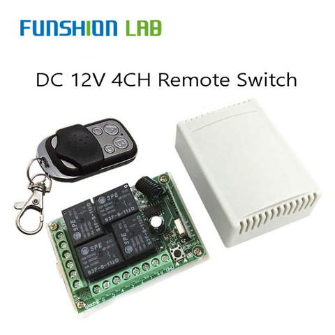 QIACHIP 433Mhz Universal Wireless Remote Control Switch DC12V 4CH Relay Receiver Module + 4 CH RF Remote 433 Mhz Transmitter DIY ► Photo 1/4