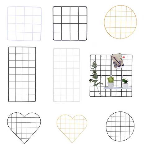 Modern Home Wall Decoration Iron Grid Nordic Art Photo Displaying Frame Party Metal Shelf Mesh Postcards DIY Racks ► Photo 1/6