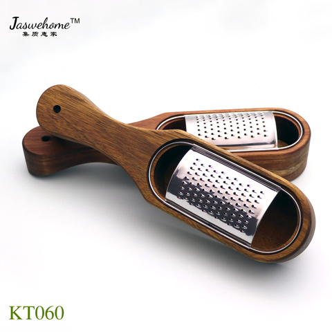 Jaswehome Stainless Steel Cheese Grater with Removable Acacia Wood Collector Cheese Grater With Box Cheese Tools Server ► Photo 1/6