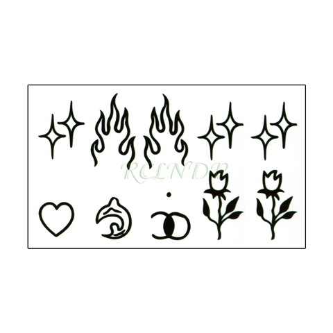 Waterproof Temporary Tattoo Sticker Flame Love Heart Flower Star Element Body Art Fake Tatto Flash Tatoo for Men Women ► Photo 1/6