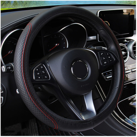 leather Car Steering Wheel Cover For Hyundai I20 I30 I40 Kona Solaris IX35 I10 IX25 Accent Santa fe Tucson 2022 Auto Accessories ► Photo 1/6