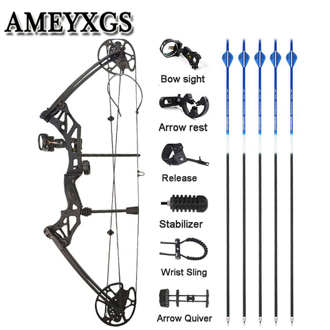 1 Set Archery 30-70 lbs Compound Bow IBO 320 fps Fishing Shooting Ourdoor Hunting Bow 16-31inch Draw Length Sports Bow And Arrow ► Photo 1/6