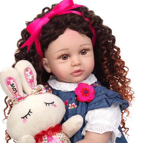 New Design Density Curls As Princess Reborn Baby Dolls Lifelike 60 CM Toddler Bebe Dolls Toy Kids Cosplay Playmate Birthday Gift ► Photo 1/6