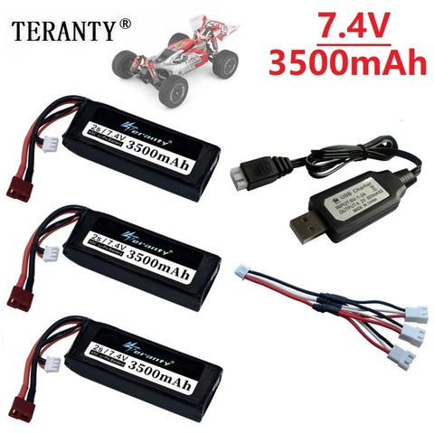 Original Wltoys 144001 2s 7.4 V 3500mAh rechargable Lipo battery and USB Charger for Wltoys 1/14 144001 RC car boat Lipo battery ► Photo 1/6