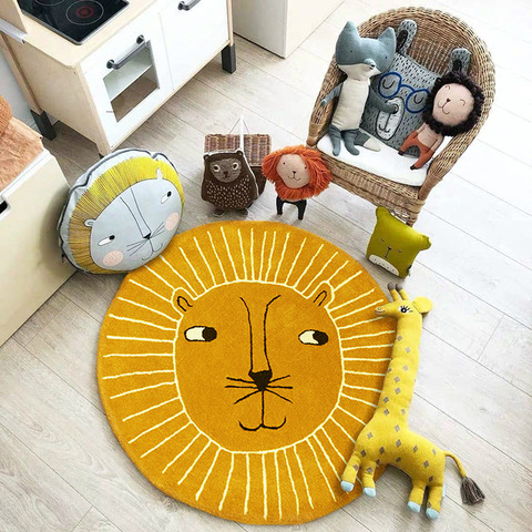 Cartoon Round carpet Owl Panda Rainbow printed Nordic Thickened Anti-fall Mat Bedroom Bedside Children Game crawling mat ► Photo 1/6