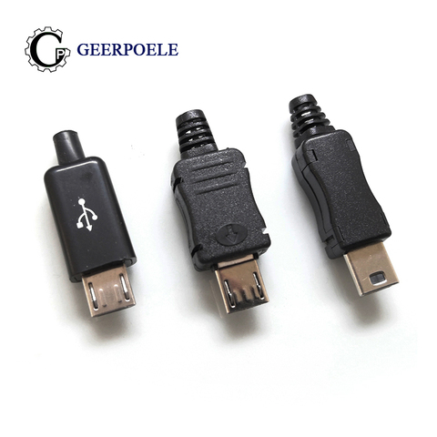 10 pcs/lot Micro USB 5P 30V 1.5A Micro/MINI USB Connectors Plastic Shell Jack Tail Male Plug Electric Terminals ► Photo 1/6