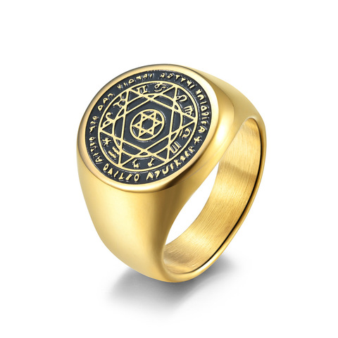 Hexagram The Seal Of The Seven Rings Stainless Steel Solomon Seal Ring Finger Lucky Men Him Jewelry ► Photo 1/6