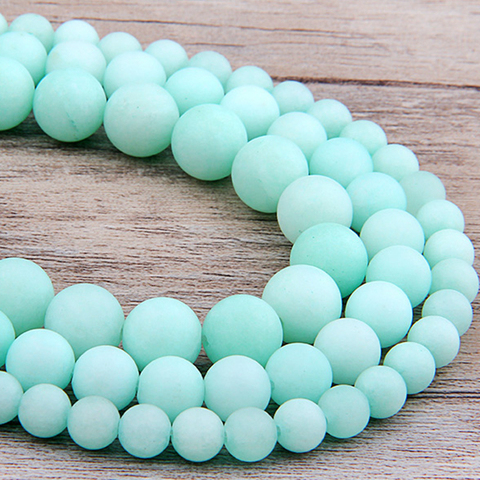 6 8 10 12 mm Frosted Blue River Amazonite matte beads natural stones Round loose beads for jewelry making bracelet necklace diy ► Photo 1/6