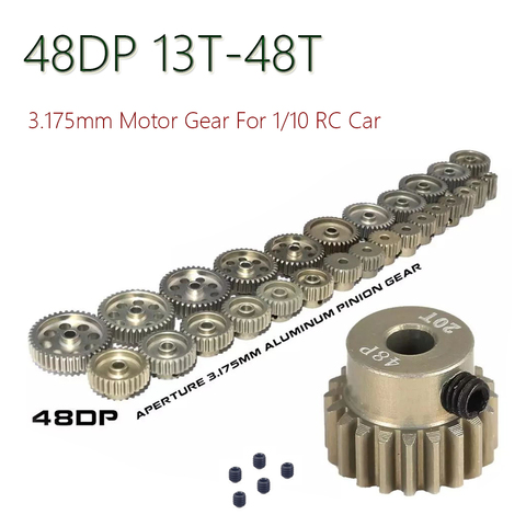 48DP 3.175mm 13T-15T 16T-18T 19T-21T 22T-24T 25T-27T 28T-30T 31T-33T 34T-36T 37T-39T 40T-42T 43T-45T 46T-48T Pinion Motor Gear ► Photo 1/6