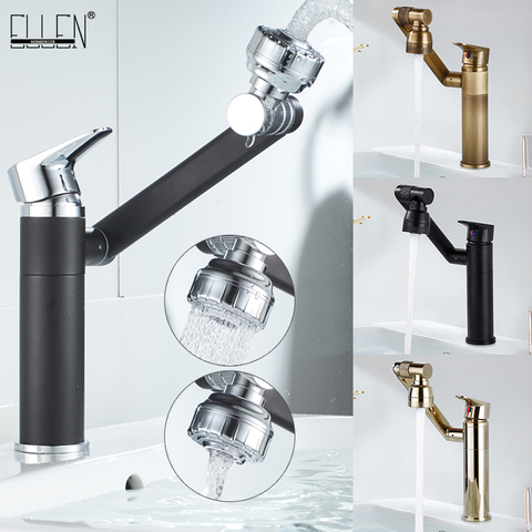 ELLEN Multifunction Bathroom Sink Faucet Hot Cold Water Mixer Crane Antique Bronze Deck Mounted Universal Water Taps EL1326 ► Photo 1/6