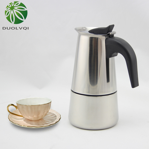 Durable Latte Cappuccino Coffee Pot Moka Coffee Maker Practical Stainless Steel Coffee Moka Pot Coffeeware 100/200/300/450ml ► Photo 1/5