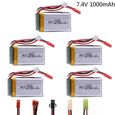 1/10PCS 7.4v 1000mah 703048 Lipo Battery For MJXRC X600 U829A U829X X600 F46 X601H JXD391 FT007 Lipo Battery 7.4 V RC toy parts ► Photo 1/6