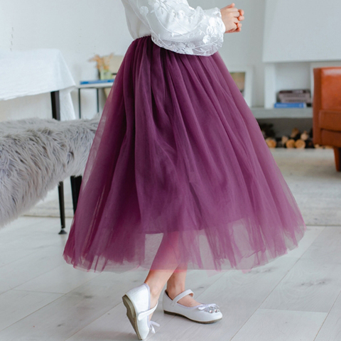 Girls TuTu Long Skirts Fluffy Kids Ball Gown Soft Pettiskirts Kids Tulle Skirt Toddler Girl Princess Dance Party Skirt ► Photo 1/6