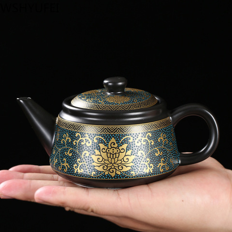 Jingdezhen Vintage black ceramics Tea pot Chinese tea set customization porcelain teapot Oolong tea Handmade kettle 240ml ► Photo 1/6