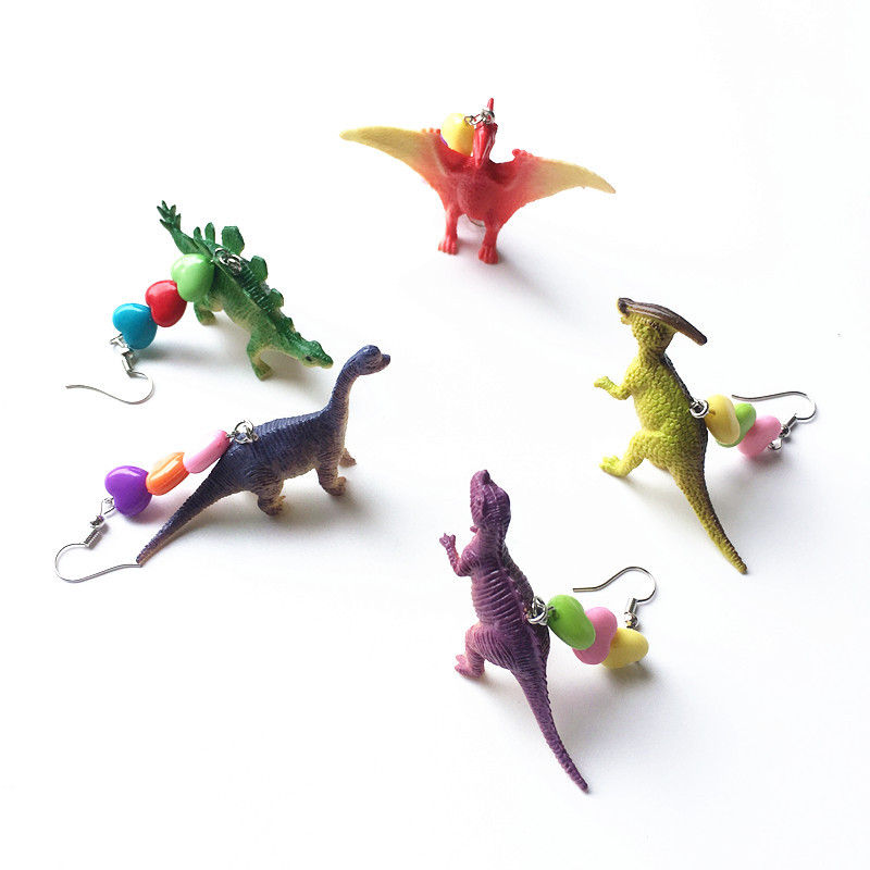 Acrylic Animal Dangle Brincos, Drop Earrings Dinosaur