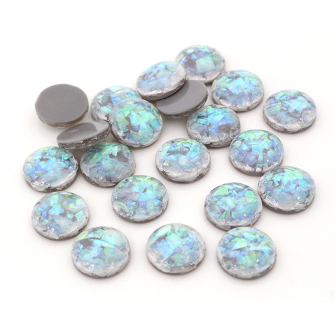 New Fashion 40pcs 12mm Gray Colors Built-in metal foil Flat back Resin Cabochons Cameo-V3-10 ► Photo 1/2