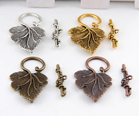 10Pcs Grape Leaf Toggle Clasps Connectors for Finding Jewelry Making Diy Bracelet Necklace Wholesale Supply ► Photo 1/6