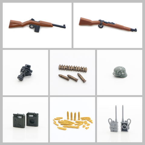 Compatible Military Accessories Blocks WW2 Army Soldier Weapons Box Pack Bullet Radio Armor Mask Bricks Figure Parts Model Toys ► Photo 1/6