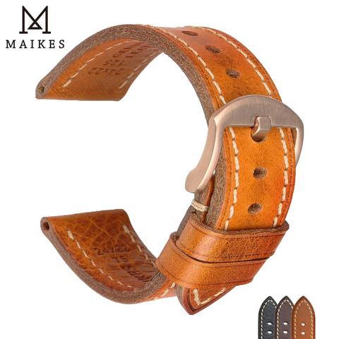 MAIKES Watch Strap 2022 High Quality Handmade Genuine Leather Watchbands For Samsung Galaxy Watch 46mm Gear S3 Huawei GT2 ► Photo 1/6