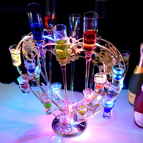 Bar Red Wine Champagne Cocktail Stand KTV Colorful LED Creative Lighting Decoration Beach Glass Bullet Cup ► Photo 1/6