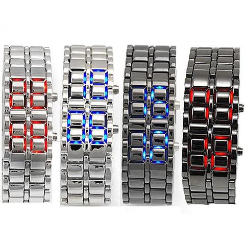 2022 New Style Iron Samurai Metal Bracelet watch men LED Digital wristwatches Hour montre electronic reloj relogio Watches ► Photo 1/6