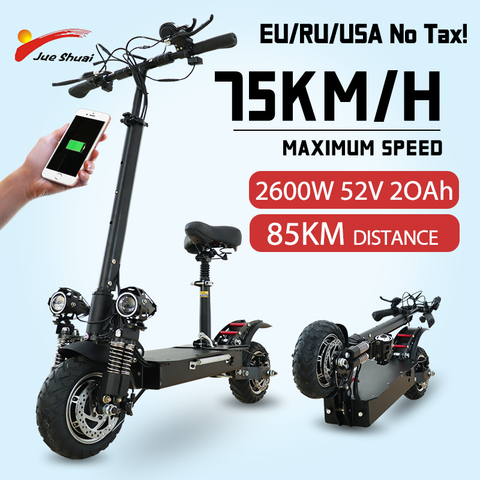 75KM/H Electric kick scooter Dual Motor 2600W 11 inch Fat Tire Foldable USB Waterproof Electric Scooters Adults Duty Free EU ► Photo 1/6