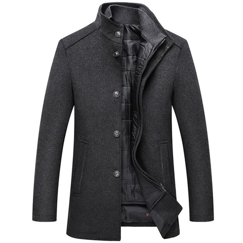 Thick Coat Men Winter Outwear Single Breasted Wool Coats With Adjustable Vest Overcoat Mens Windproof Stand Collar Warm Parka ► Photo 1/6