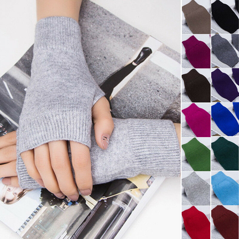 Women/'s Gloves Winter Autumn Knitted Cashmere Wool Fingerless Wrist Warm Mittens