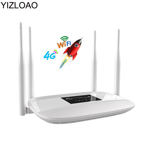 YIZLOAO Unlocked 300Mbps 4 external antennas home Wifi Router 3G 4G GSM LTE router hotspot 4G modem 4g router with sim card slot ► Photo 1/6