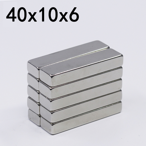 1/2/5/10Pcs 40x10x6 Neodymium Magnet 40mm x 10mm x6mm N35 NdFeB Block Super Powerful Strong Permanent Magnetic imanes ► Photo 1/6