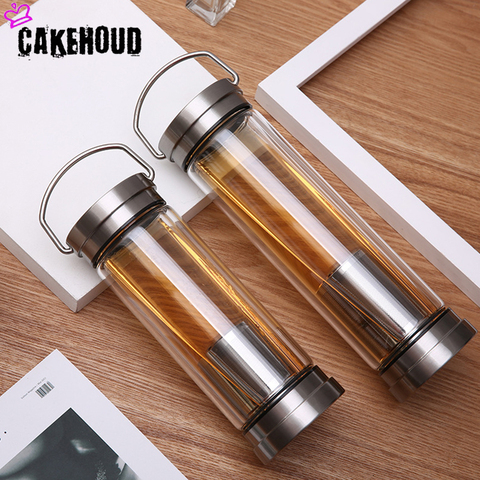 Double-layer High Borosilicate Glass Water Bottle Infusion Filter Pu'er Tea Cup Car Outdoor Creative Glass Water Bottle Gift ► Photo 1/6