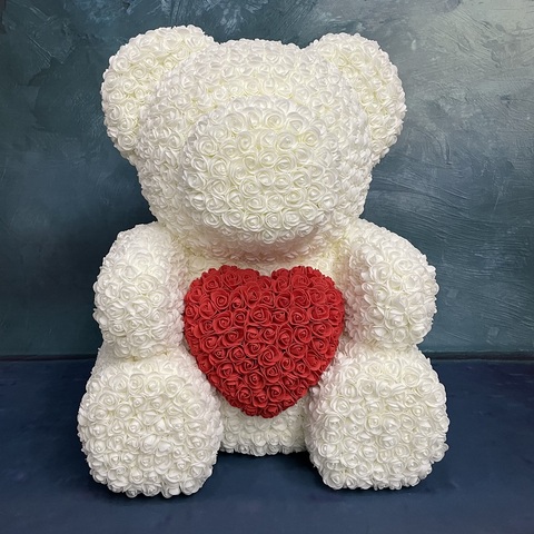 2022 Hot 70cm Flower Rose Bear with Rose Heart  Artificial Foam Teddy Bear Valentine's Day Birthday Creative Gifts New Year ► Photo 1/6