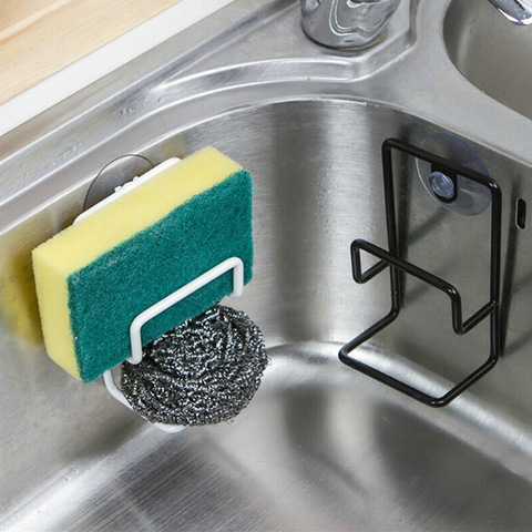 1pc Metal Suction Cup Sink Drain Rack Wall Sucker Sponge Storage Drying Holder Kitchen Sink Soap Stand Dish Cloth Organizer ► Photo 1/5