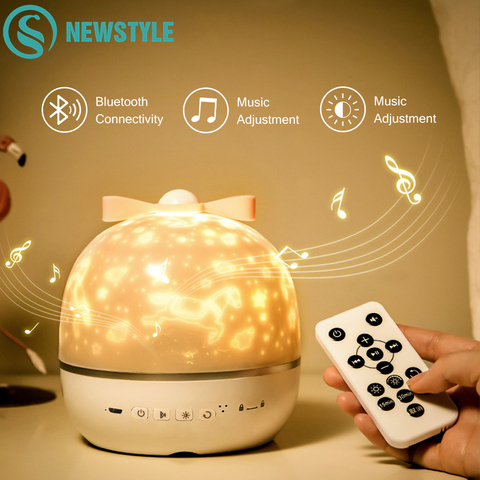 Starry Sky Projector Night Light With BT Speaker Remote Controller Rechargeable Rotate LED Lamp Colorful Star Kids Baby Gift ► Photo 1/6