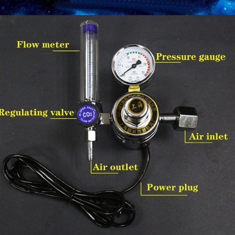 Pressure Regulator Pressure reducer CO2  Ar Carbon dioxide heated pressure gauge 36V 110V 220V ► Photo 1/6