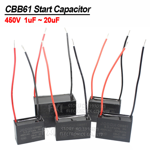 CBB61 Start capacitor 450V 0.8/1/1.5/1.8/2/2.5/3/4/5/6/7/8/10/12/15/18/20UF igmopnrq Fan Ceiling exhaust Motor Run Capacitor CBB ► Photo 1/6