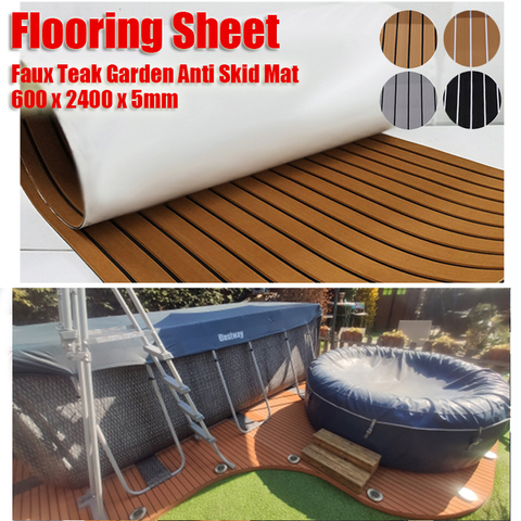 600x2400x5mm Faux Teak Flooring Sheet EVA Foam Garden Anti Skid Mat Boat Deck Mat Yacht Decking Vehicle Pad Carpet Self Adhesive ► Photo 1/6