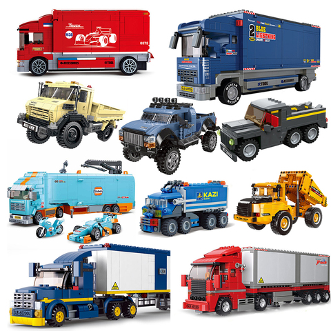Trucks city vehicle technic pickup heavy cargo transport kits model building blocks sets wagon van creator carriage harvester ► Photo 1/6