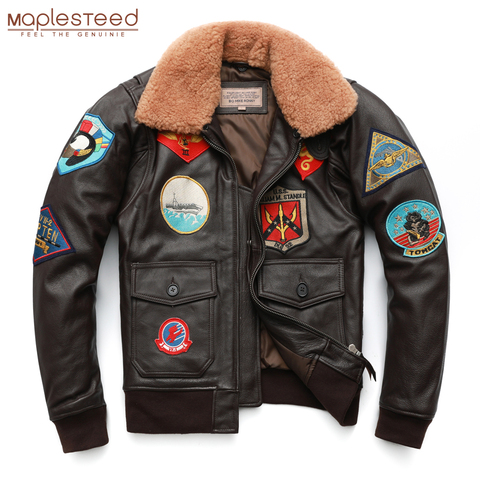 MAPLESTEED Air Force G1 Flight Jacket Thickening Quilted Jacket Top Layer Calfskin Leather Jacket Men Coat Winter Jackets M212 ► Photo 1/5