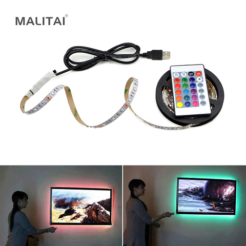 USB RGB 5050 LED Bias Lighting Strip For TV LCD HDTV Monitor Background Light 5m 
