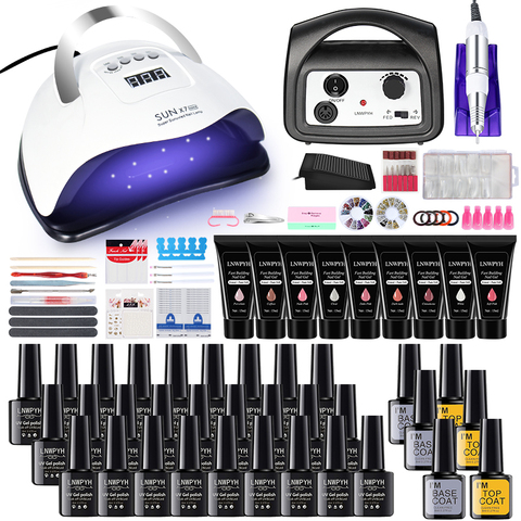 Nail Set 114W nail Lamp Nail Dryer 35000RPM Nail drill Machine Nail Extensions Quick Building Gel Polish Set Soak Nail Art kit ► Photo 1/6