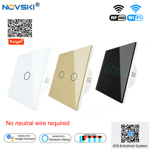 NOVSKI EU Touch Switch Wifi RF Dual Mode, Tuya Smart Home Android & iOS App, Support Alexa Google Home, No Neutral Wire Required ► Photo 1/6