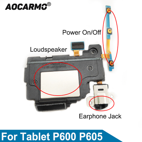 Aocarmo Power On/Off Volume Loudspeaker Earphone Headset Jack Flex Cable For Samsung Galaxy Tab SM- P600 P601 P605 ► Photo 1/3